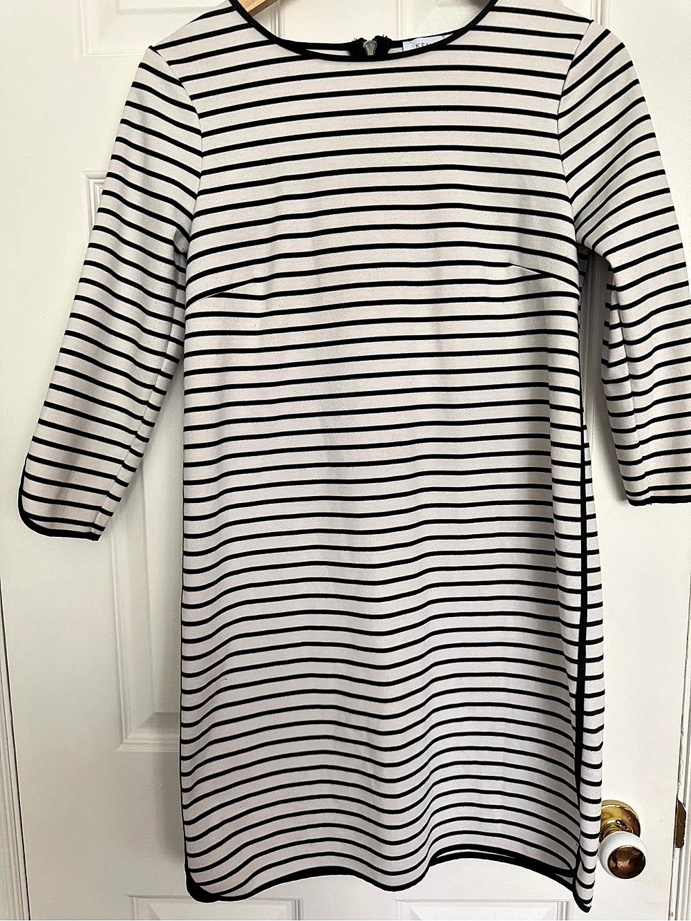 Kenar Striped Tunic Dress in White & Black